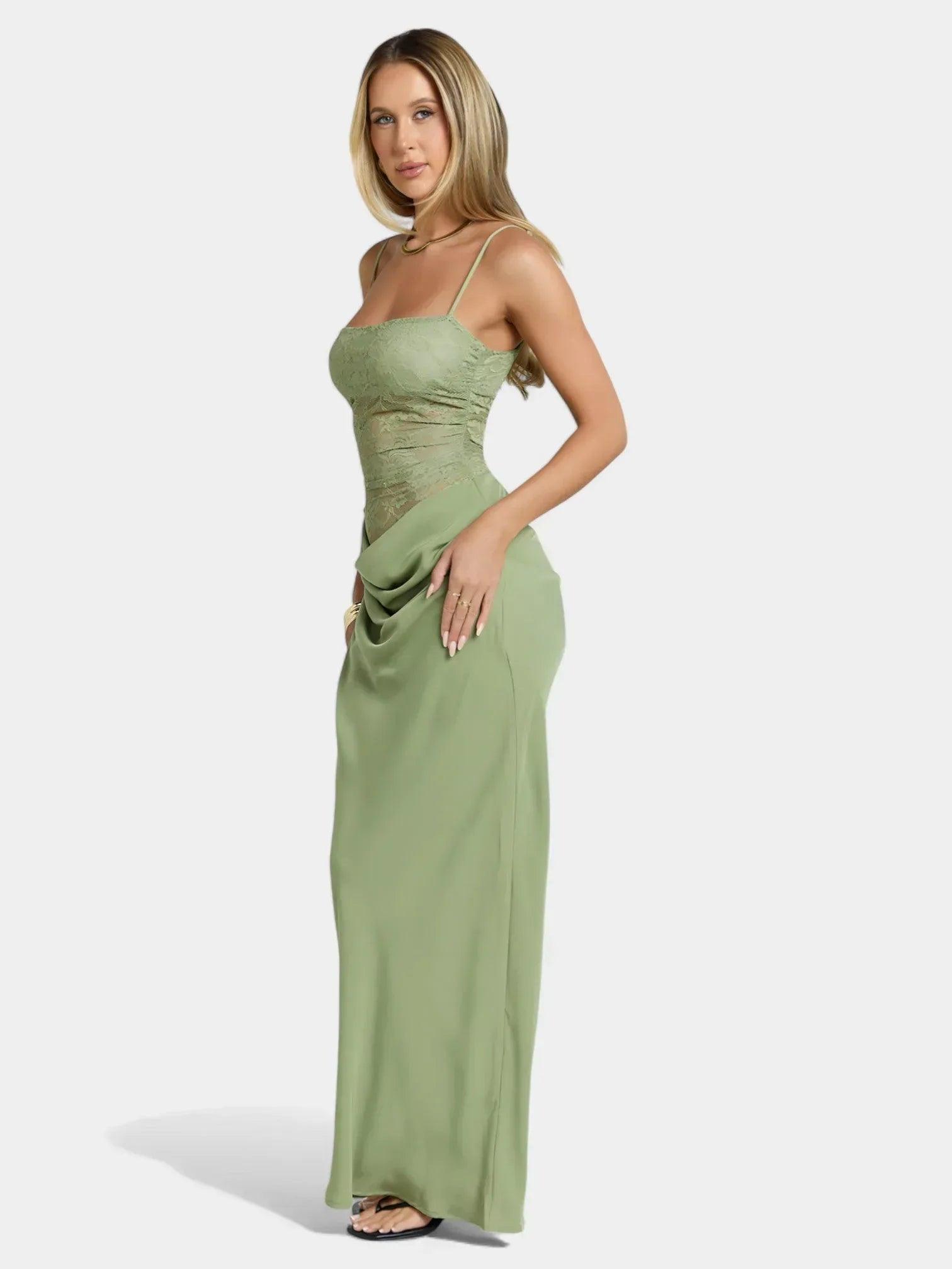Mira Maxi Dress - Green - MissMuse Co.