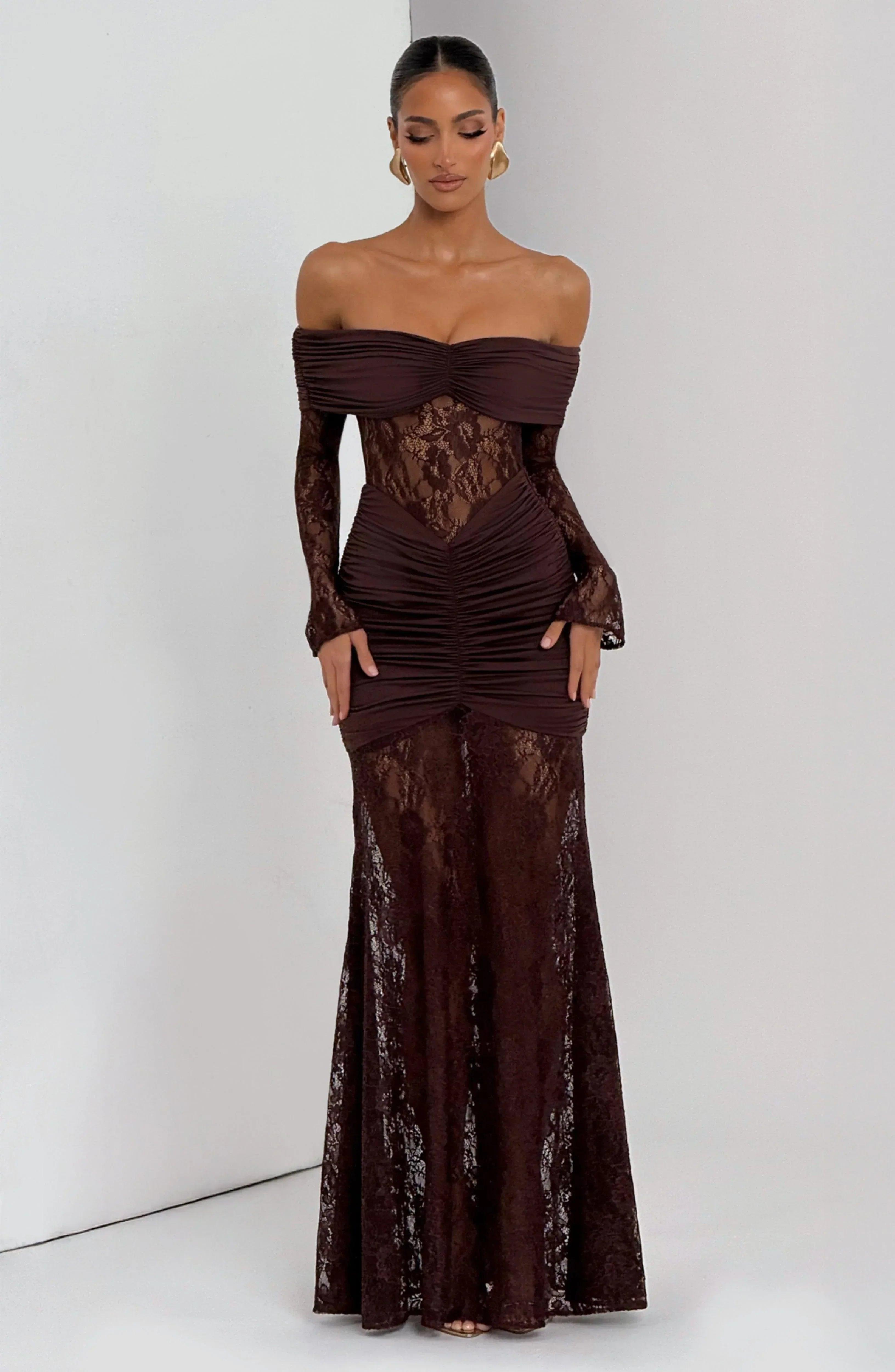 Hanna Maxi Dress - Plum Brown - MissMuse Co.