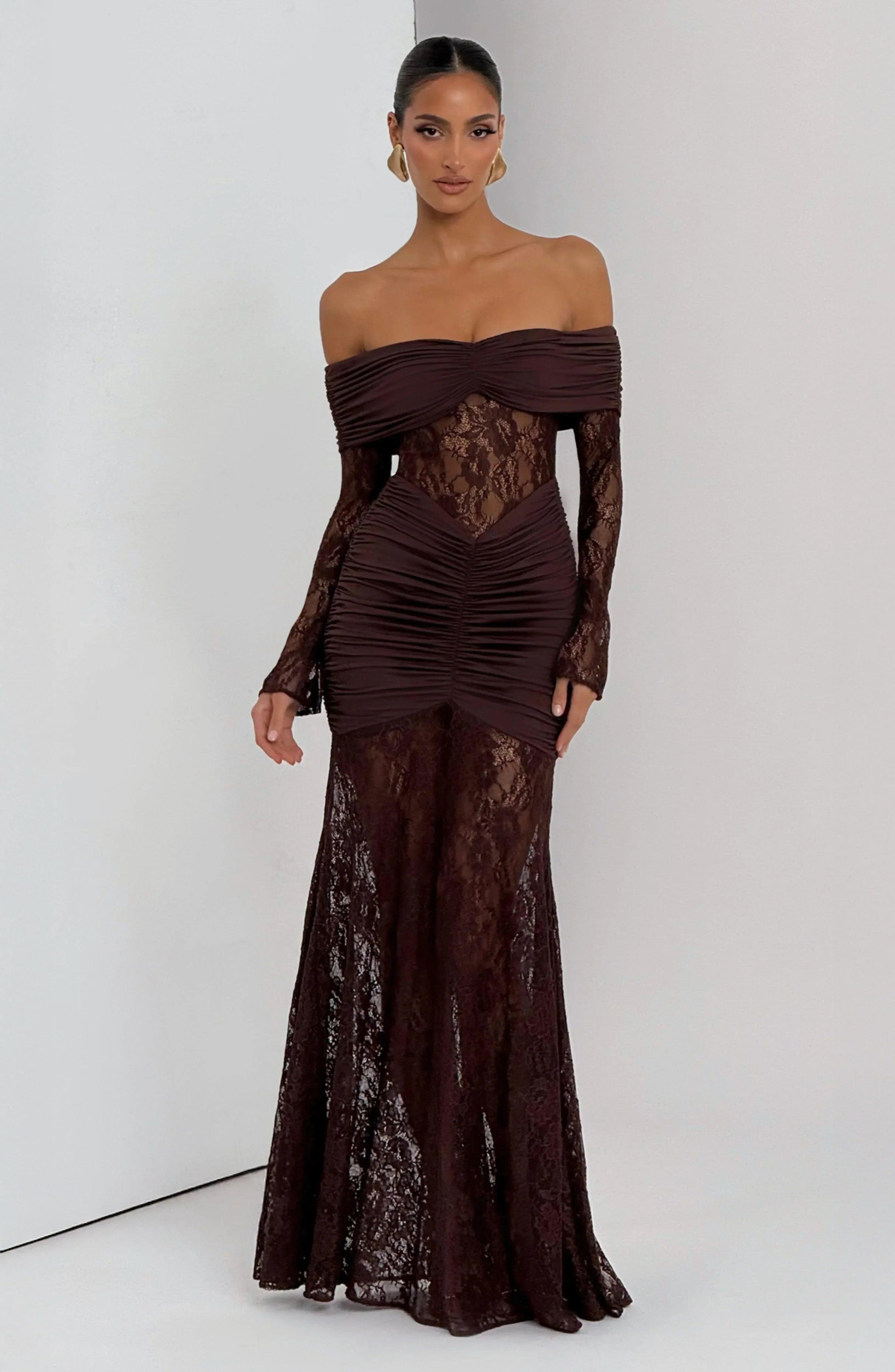 Hanna Maxi Dress - Plum Brown - MissMuse Co.