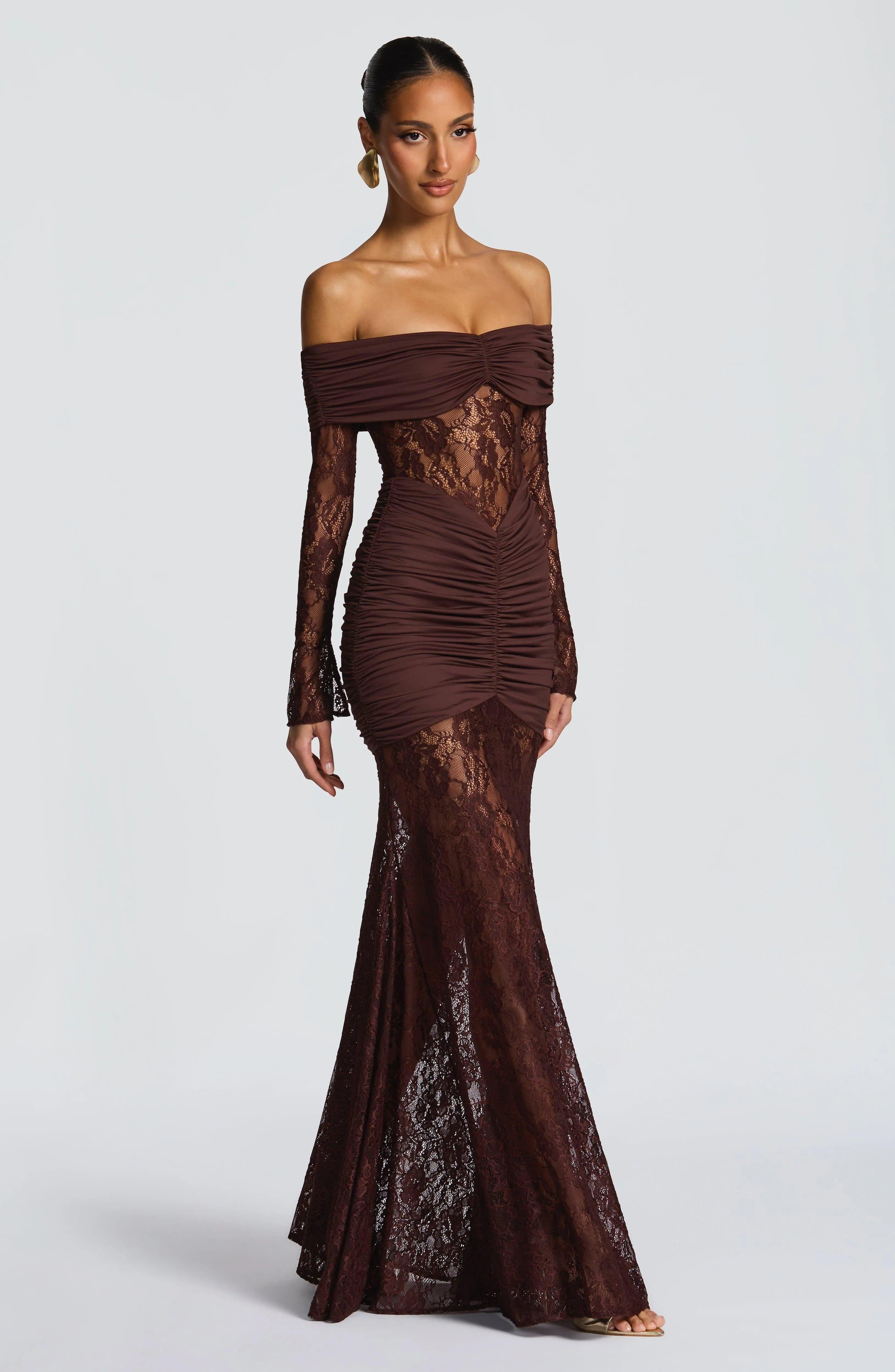 Hanna Maxi Dress - Plum Brown - MissMuse Co.