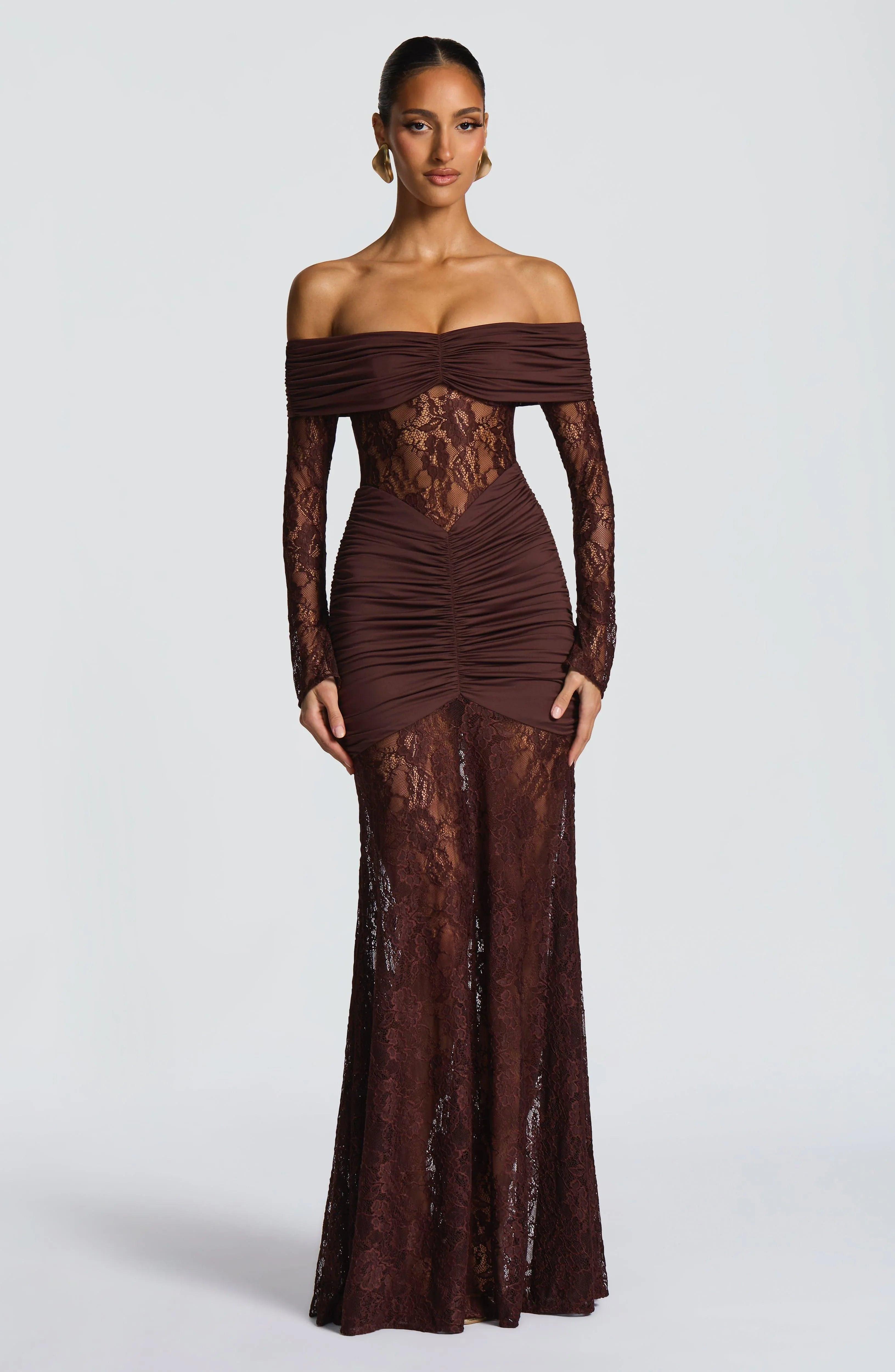 Hanna Maxi Dress - Plum Brown - MissMuse Co.
