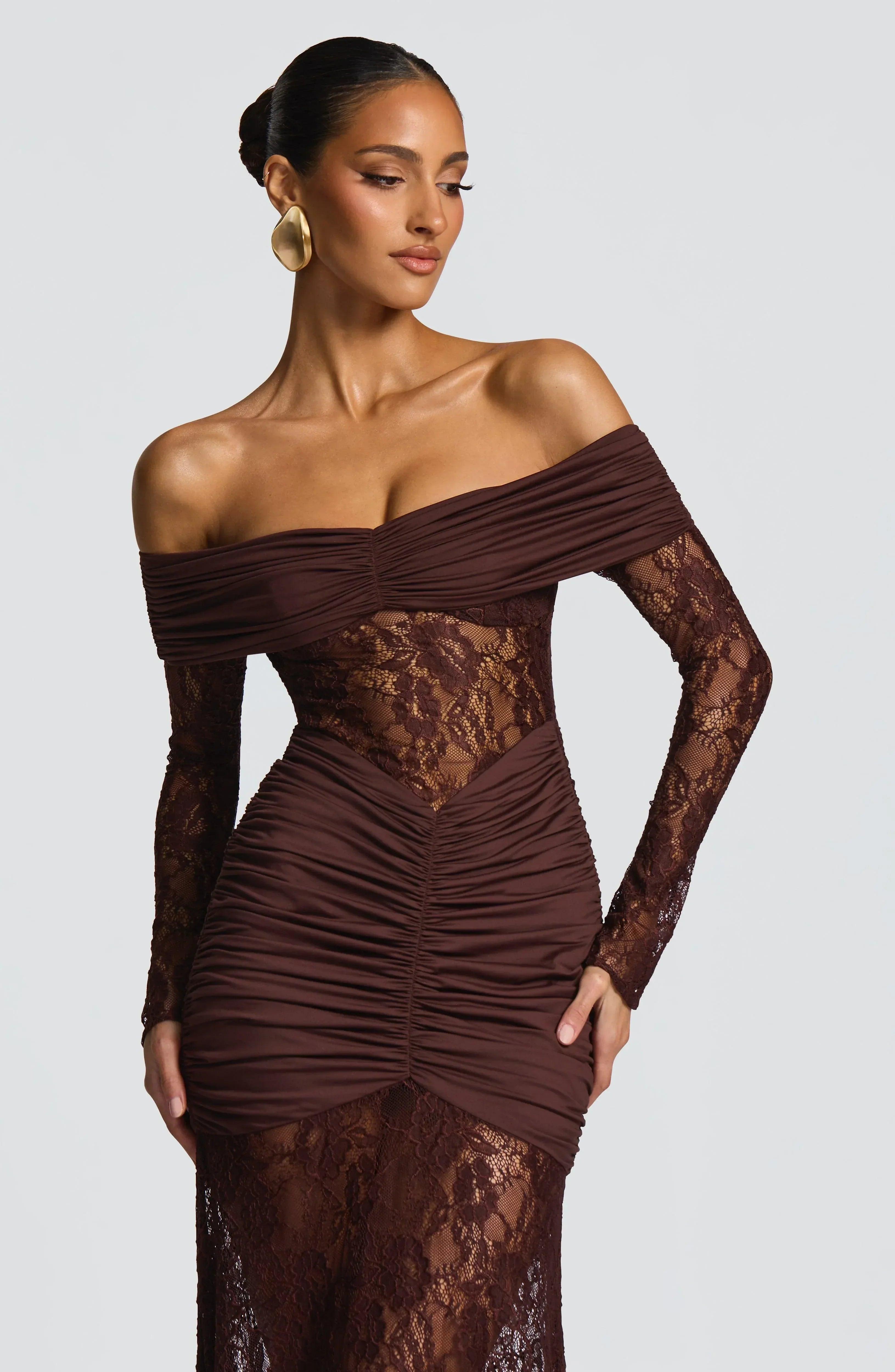 Hanna Maxi Dress - Plum Brown - MissMuse Co.